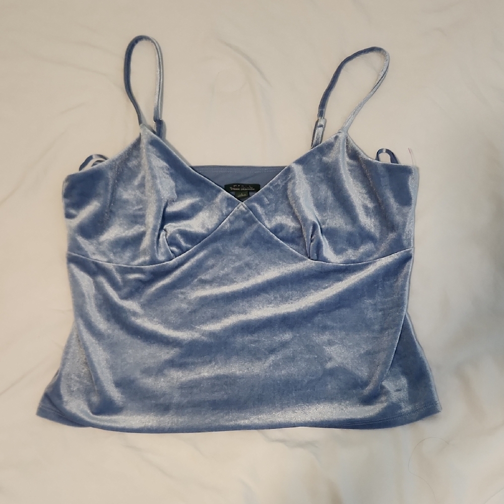 Velvet Cami Tank Top in Light Blue